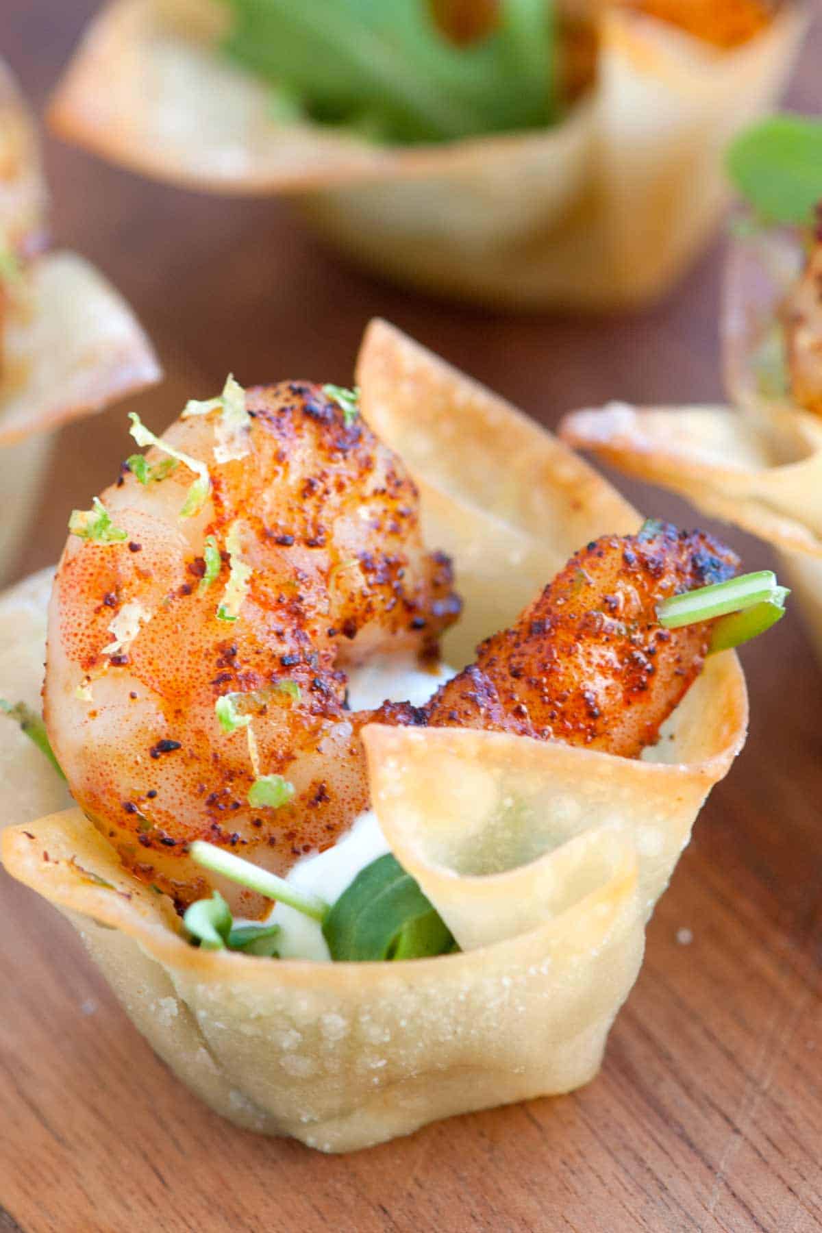 Chili Lime Shrimp Wonton Cups