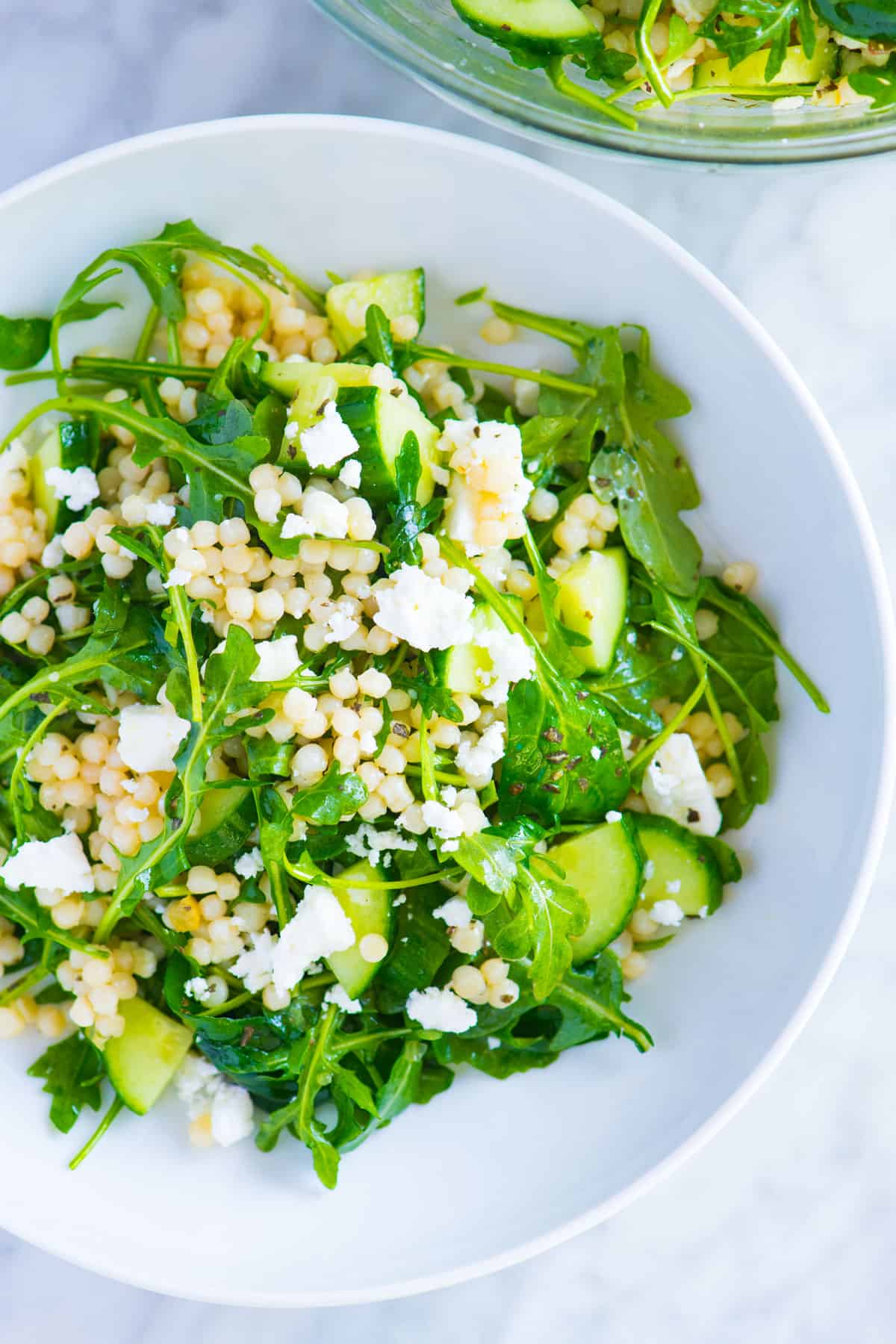 Lemon Arugula Couscous Salad with Feta